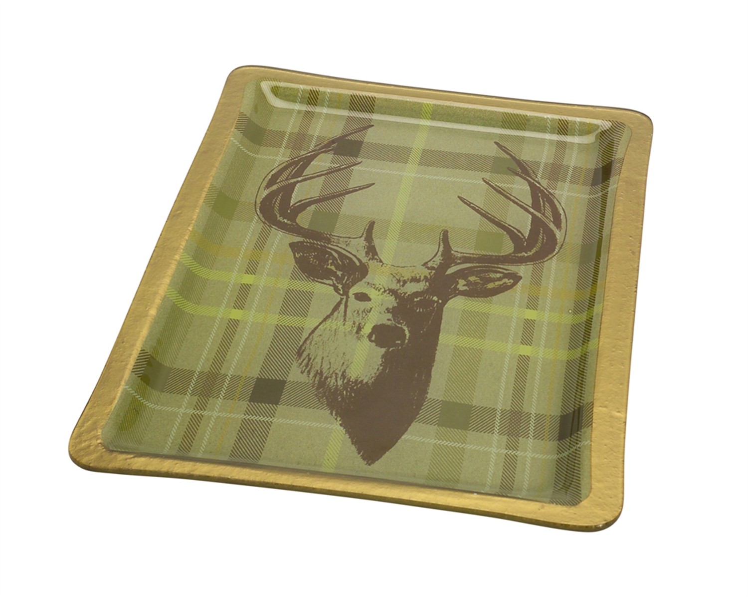Platter w/Deer 12"Lx16.75"w Glass