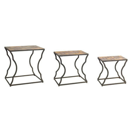 Side Tables (Set of 3) 17.75", 20.75", 23.75"H Metal/Wood/MDF