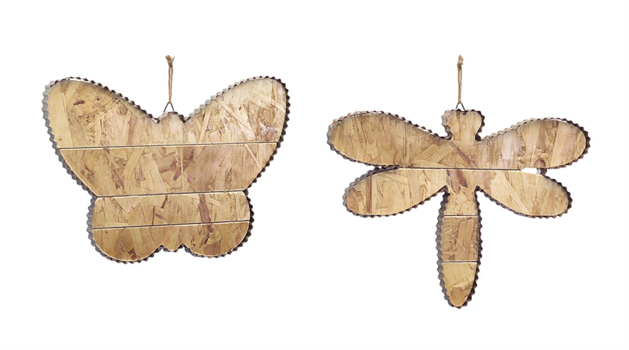 Butterfly/Dragonfly Wall Plaque 15.25", 14.25"H (Set of 2) Chipboard/Metal