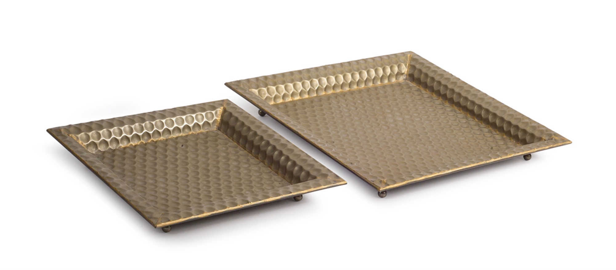 Hammered Trays (Set of 2) 13.75", 17.5"SQ Metal