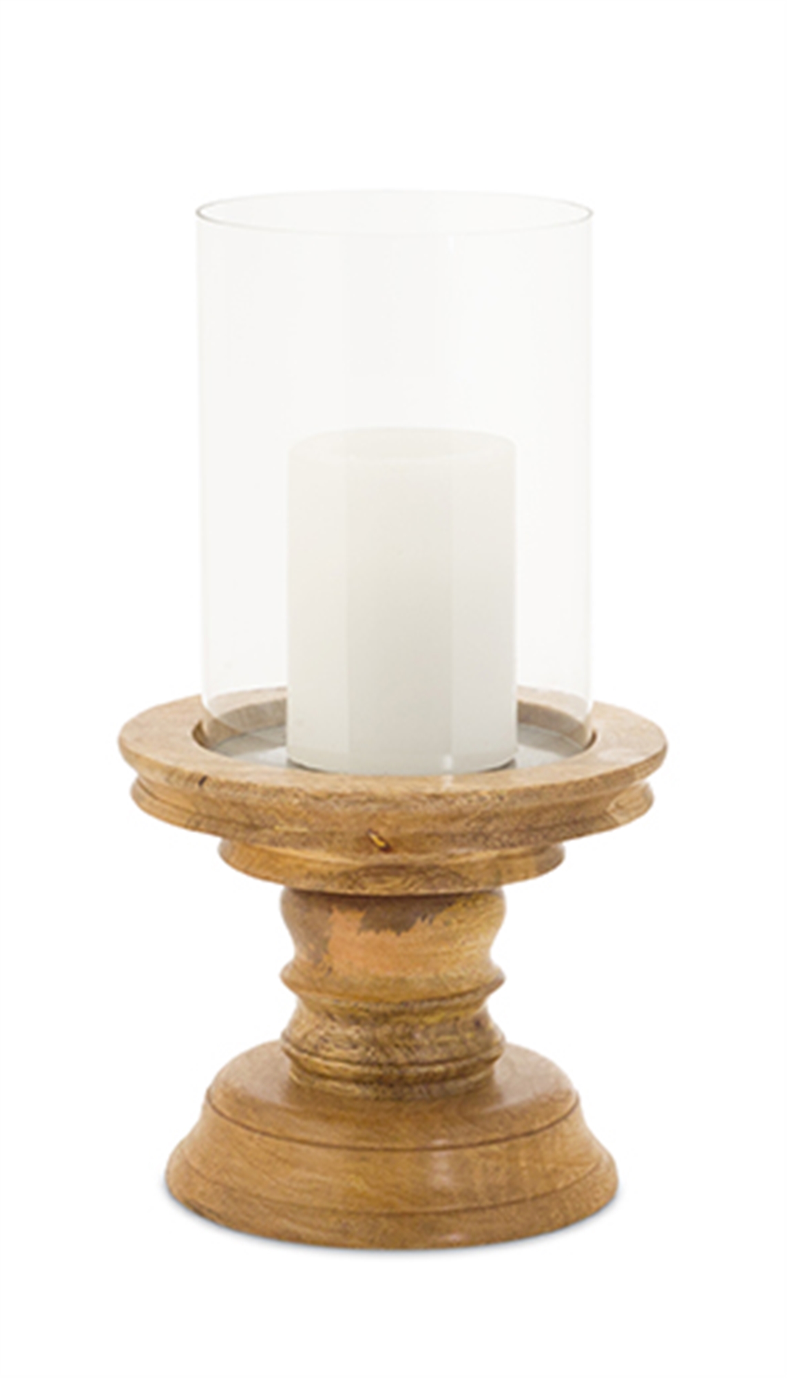 Candle Holder 12.75"H Wood/Glass