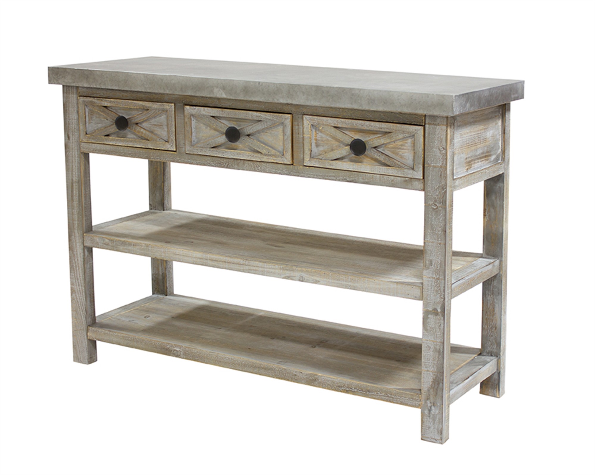 Table/2 Shelves/3 Drawers 47.5"L x 35"H Wood/Metal