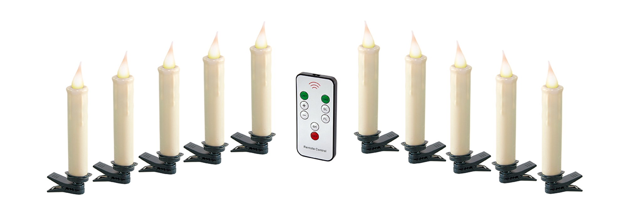 Clip-On Candle (Set of 10) 4.5"H (includes remote) Plastic