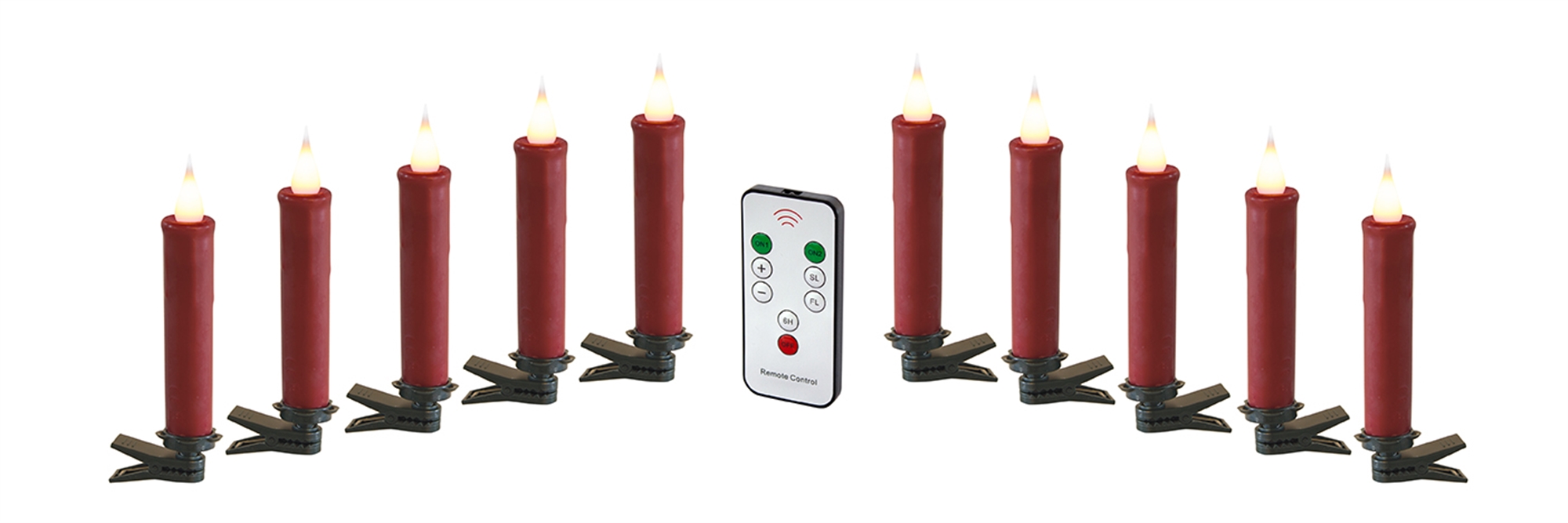 Clip-On Candle (Set of 10) 4.5"H (includes remote) Plastic