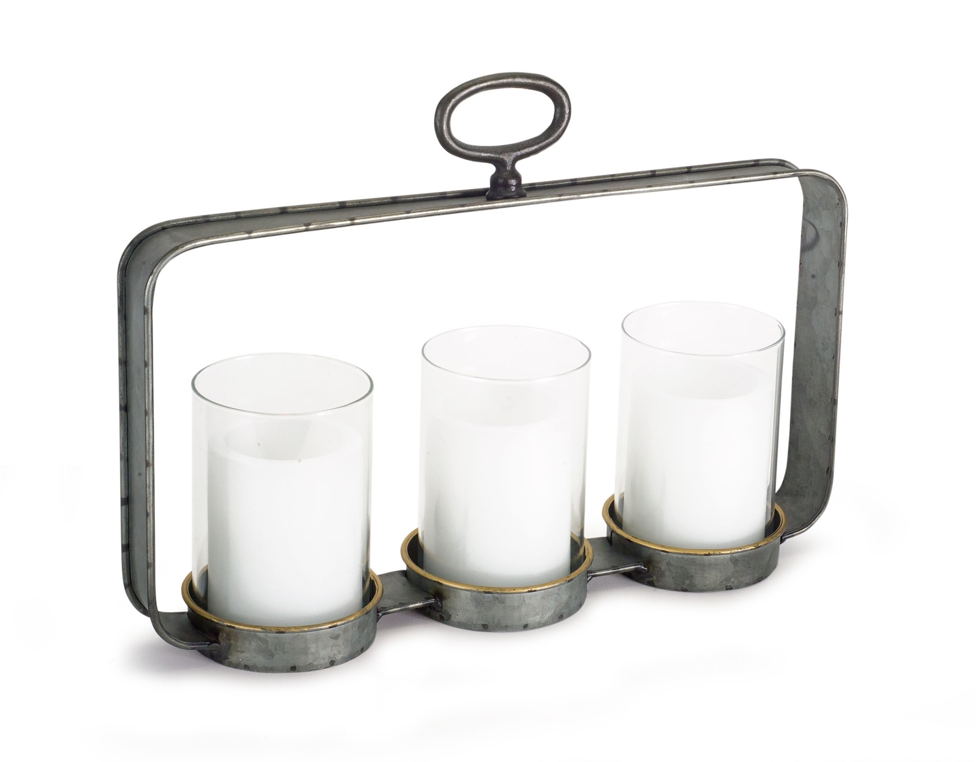 Candle Holder 15" x 11.5"H Metal/Glass