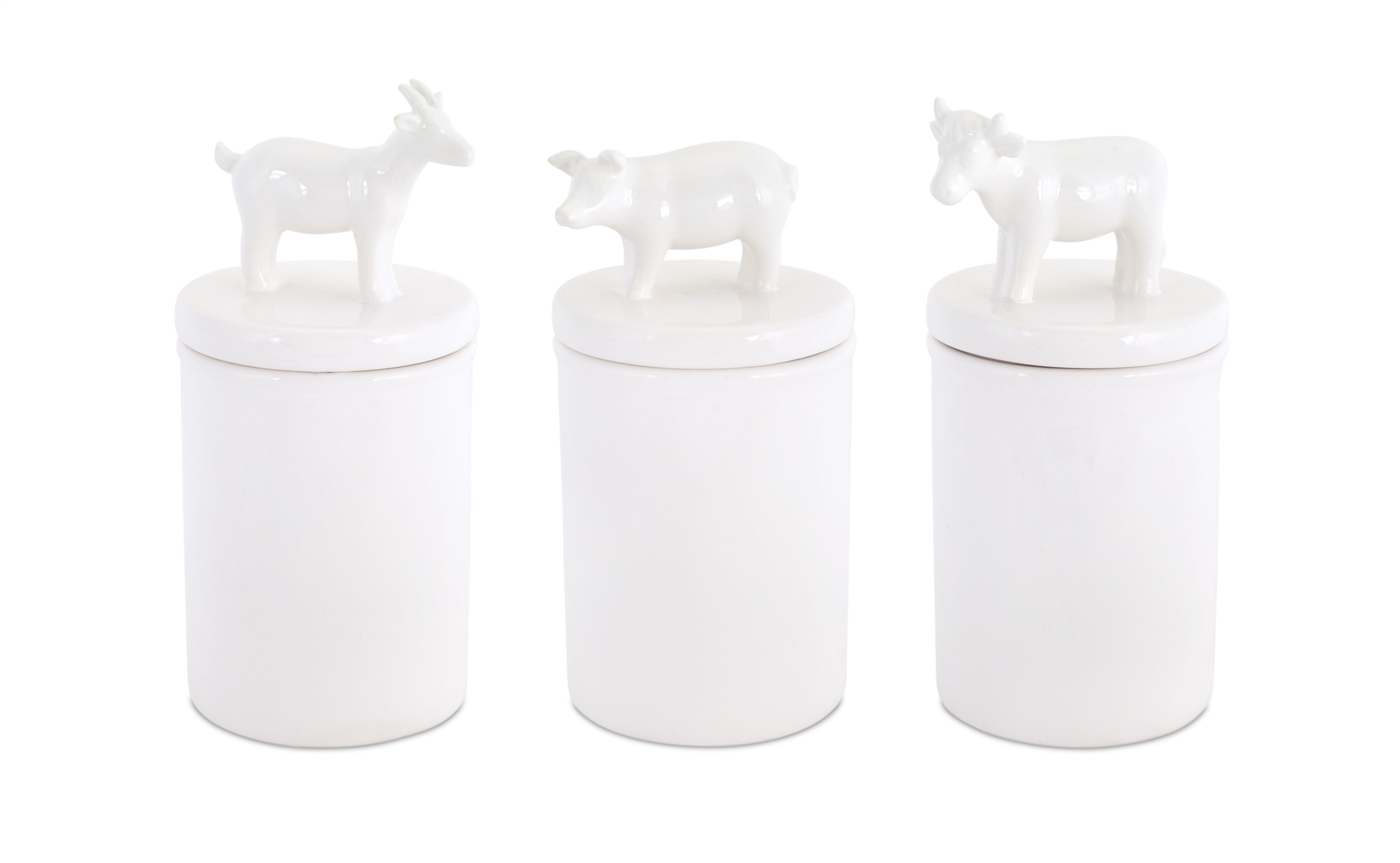 Farm Animal Canisters (Set of 3) 3.75" x 8.5"H Clay