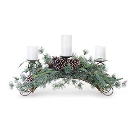 Cluster Pine and Eucalyptus Centerpiece 30"L x 10.5"H Plastic/Polyester