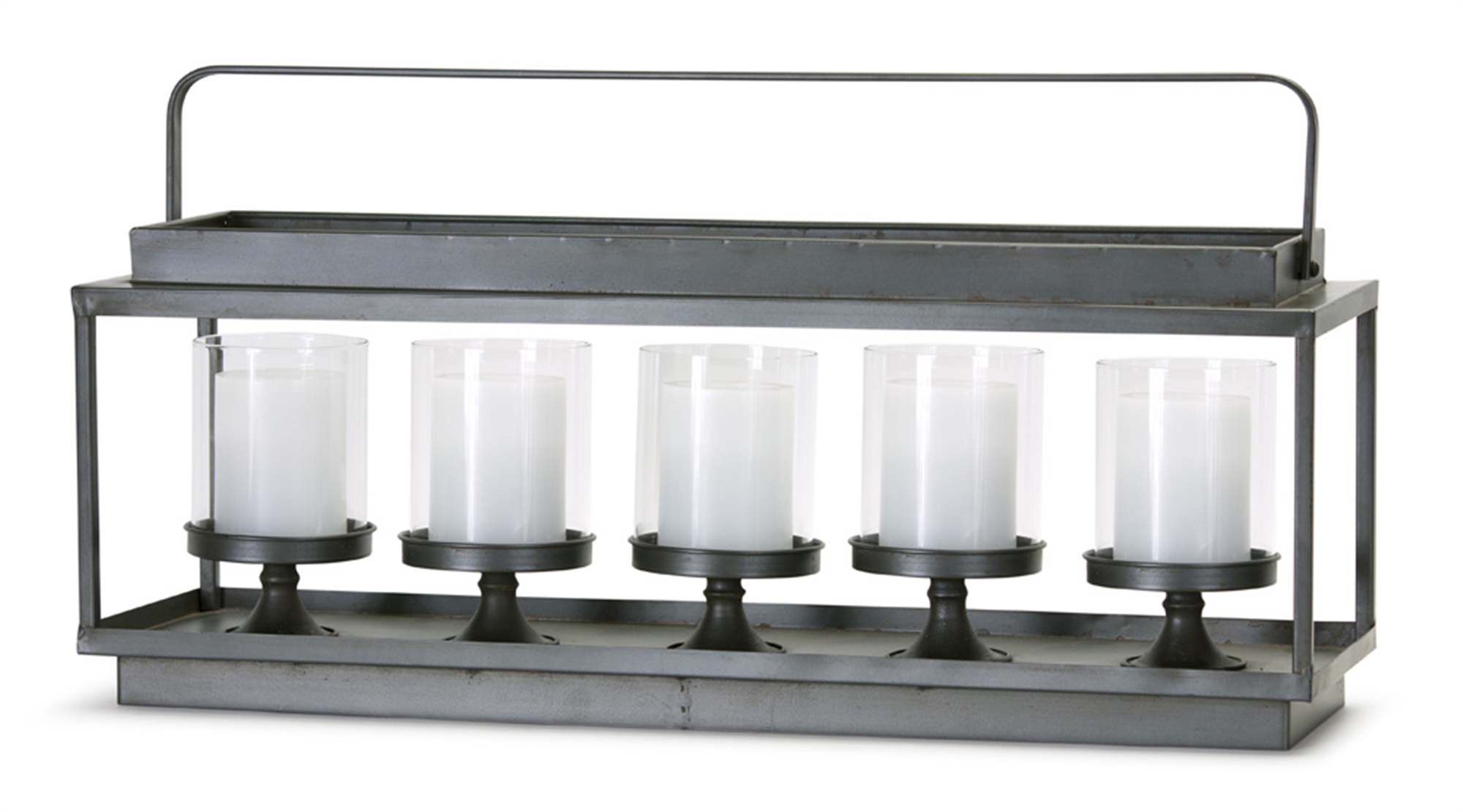 Candle Holder 37.25"Wx 10.5"H Iron/Glass