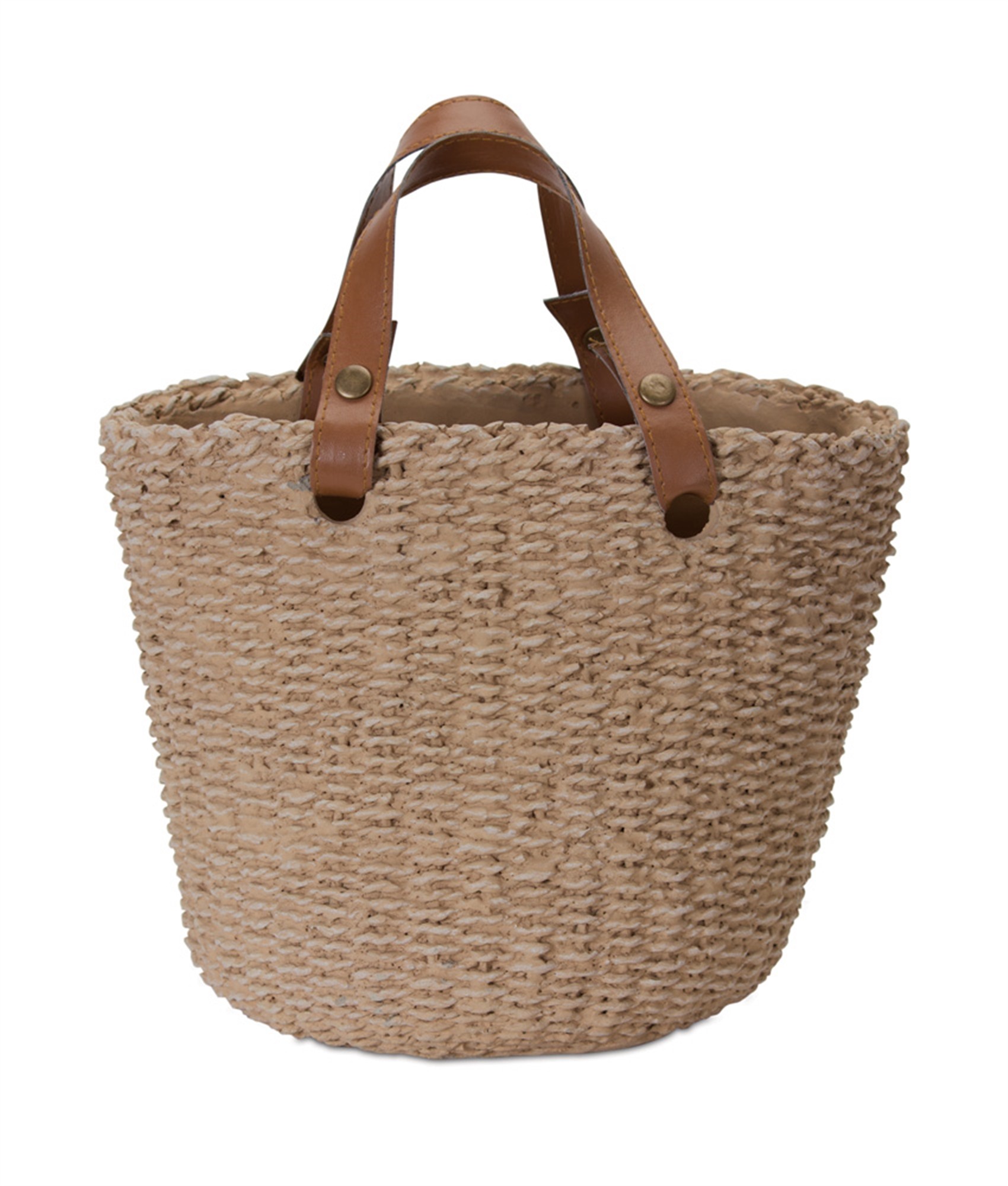 Basket With Handle (Set of 3) 10.5" x 8"H Cement
