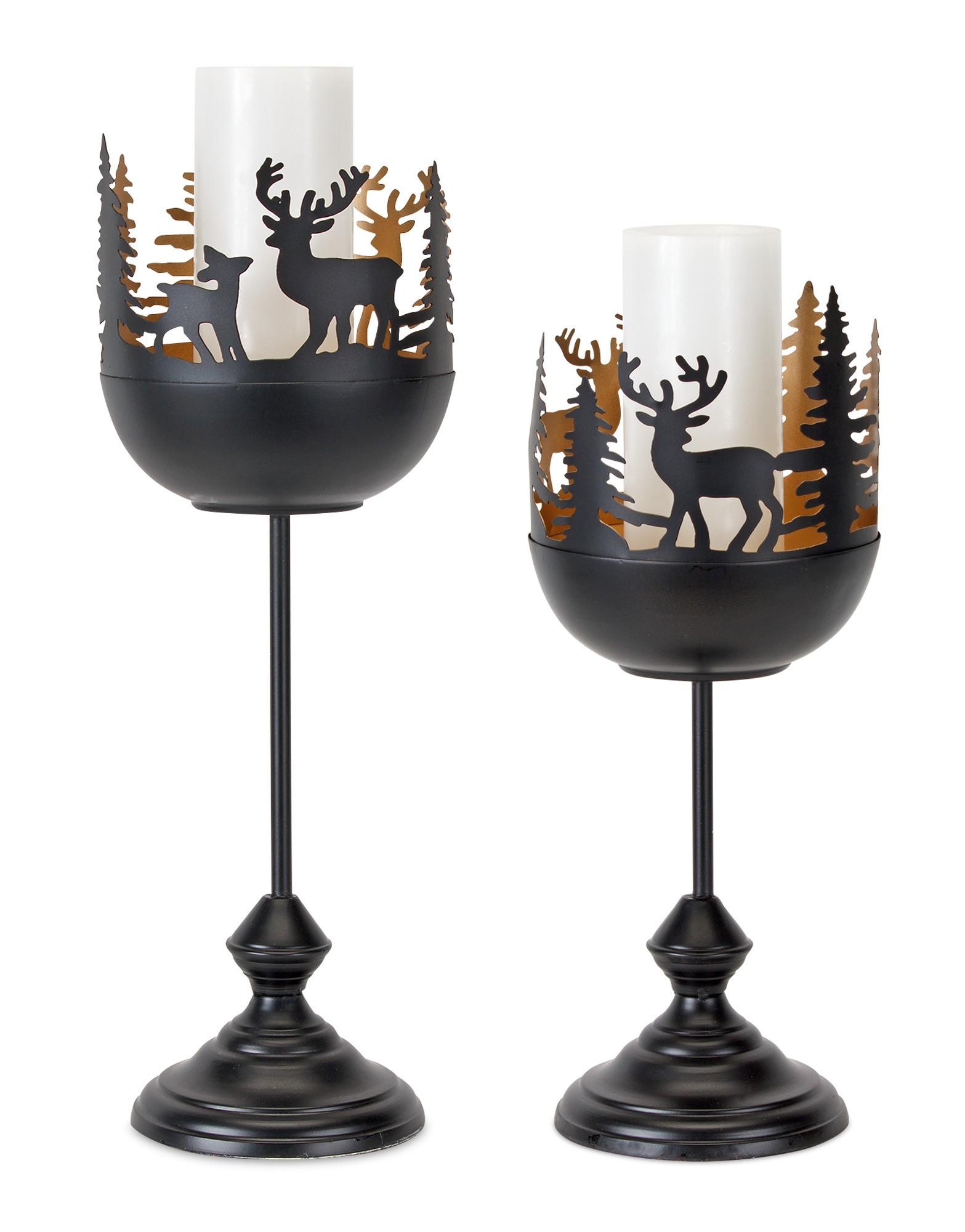 Deer and Tree Candle Holder (Set of 2) 15"H, 18"H Iron