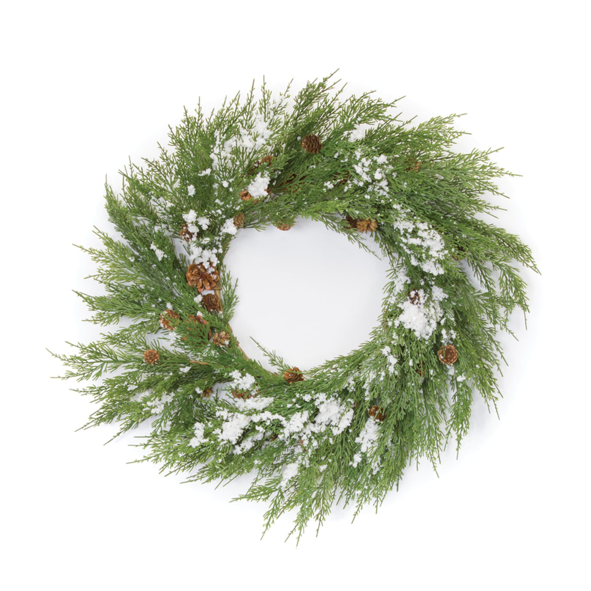 Cedar Wreath w/Snow and Cones 25"D Plastic