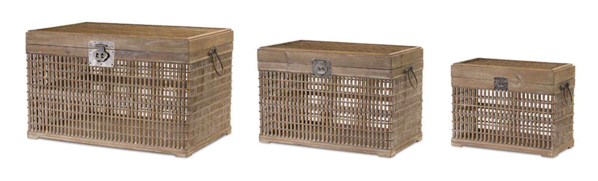 Crate (Set of 3) 15.5"L x 11"H, 20"L x 13"H, 24.5"L x 15"H Bamboo/Wood