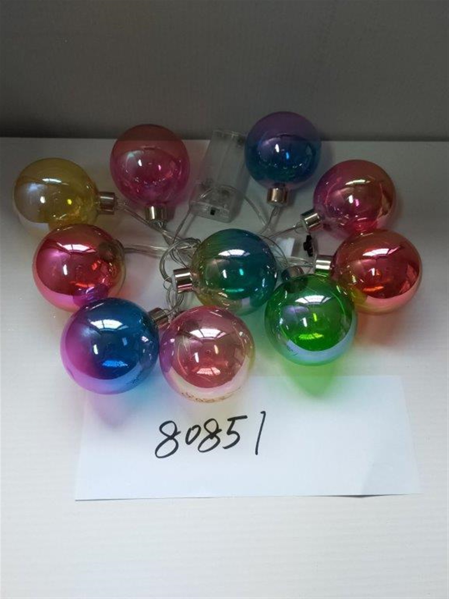 Ball Ornament Garland 5.5'L Glass 6 Hr Timer 2 AA Batteries, Not Included