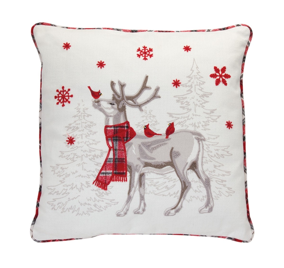 Deer and Cardinal Pillow 17"SQ (Set of 2) Polyester