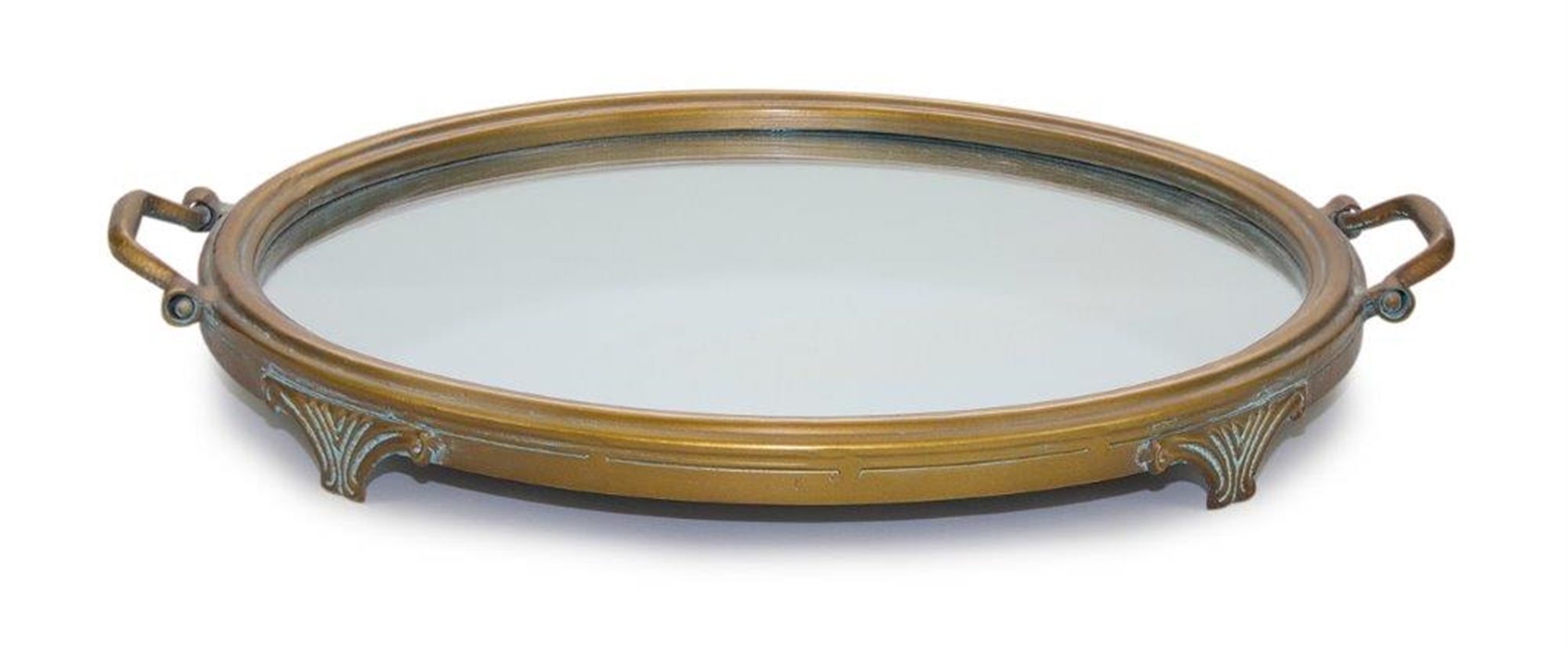 Mirror Tray 16"D, (18.25"D includes handles) Iron/Glass