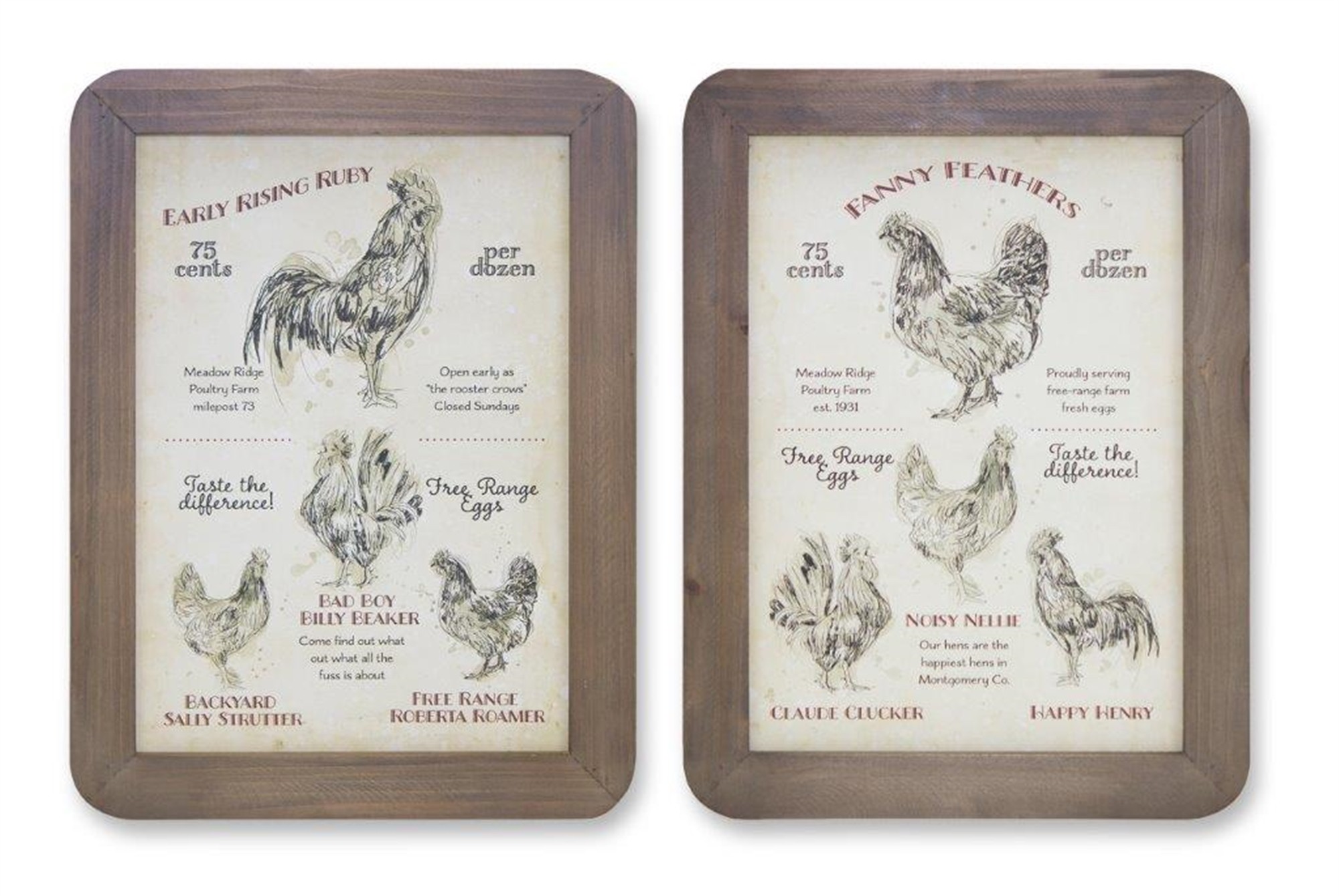 Chicken Plaque (Set of 2) 11.75"L x 15.75"H MDF/Wood