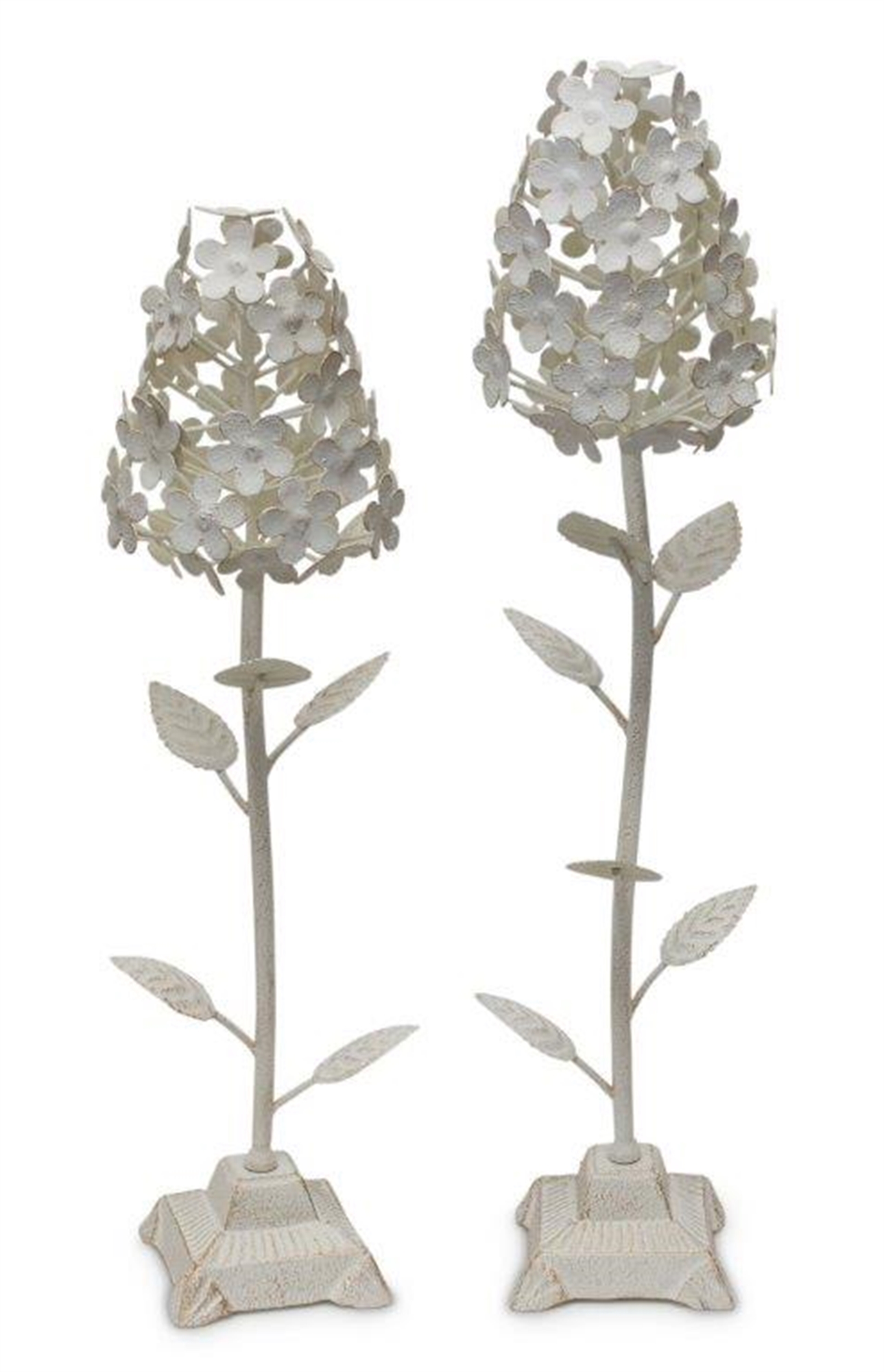 Cone Hydrangea on Stand (Set of 2) 17.5"H, 19.5"H Iron
