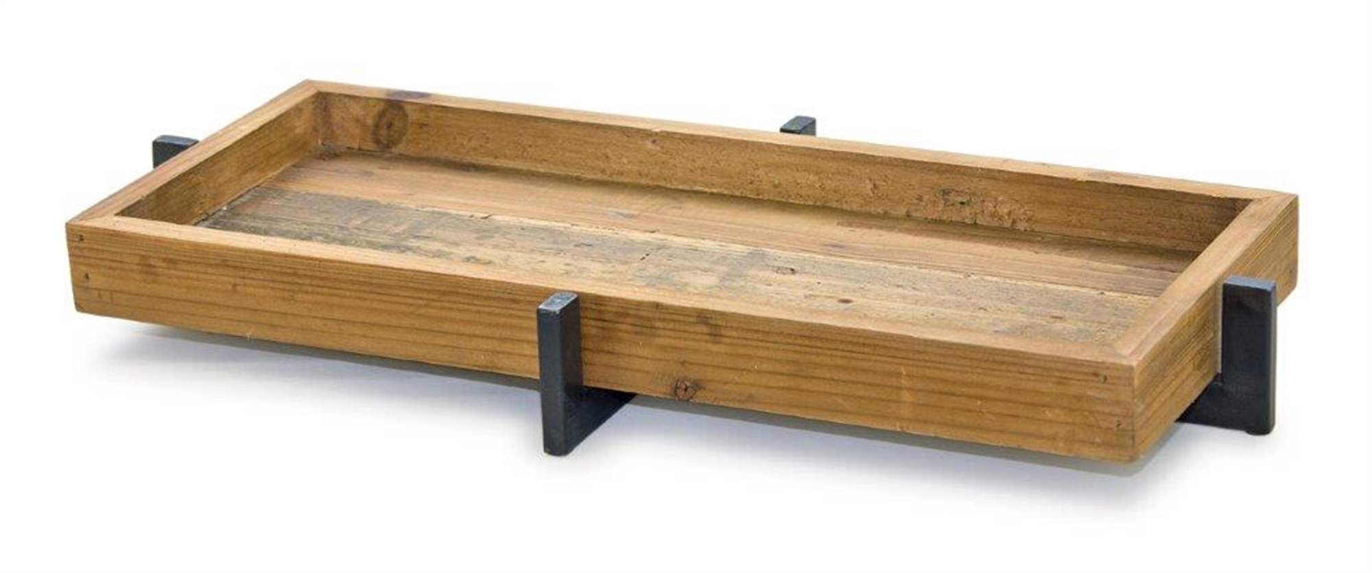 Tray 20"L x 9.75"W x 2.5"H Iron/Wood