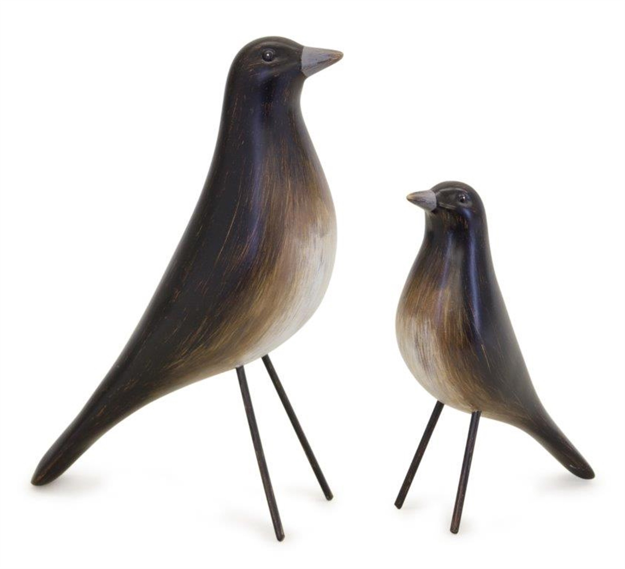 Bird (Set of 2) 4.75"L x 6.5"H, 6.25"L x 9.5"H Resin