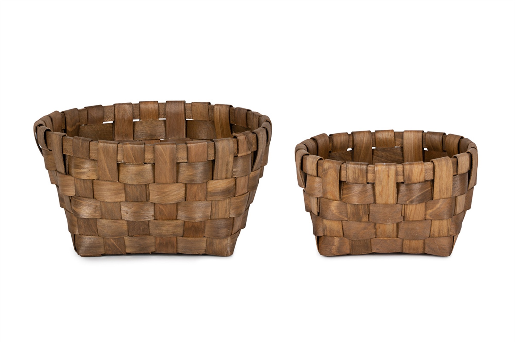 Basket (Set of 2) 8.5"L x 4.5"H, 11"L x 5.5"H Wood