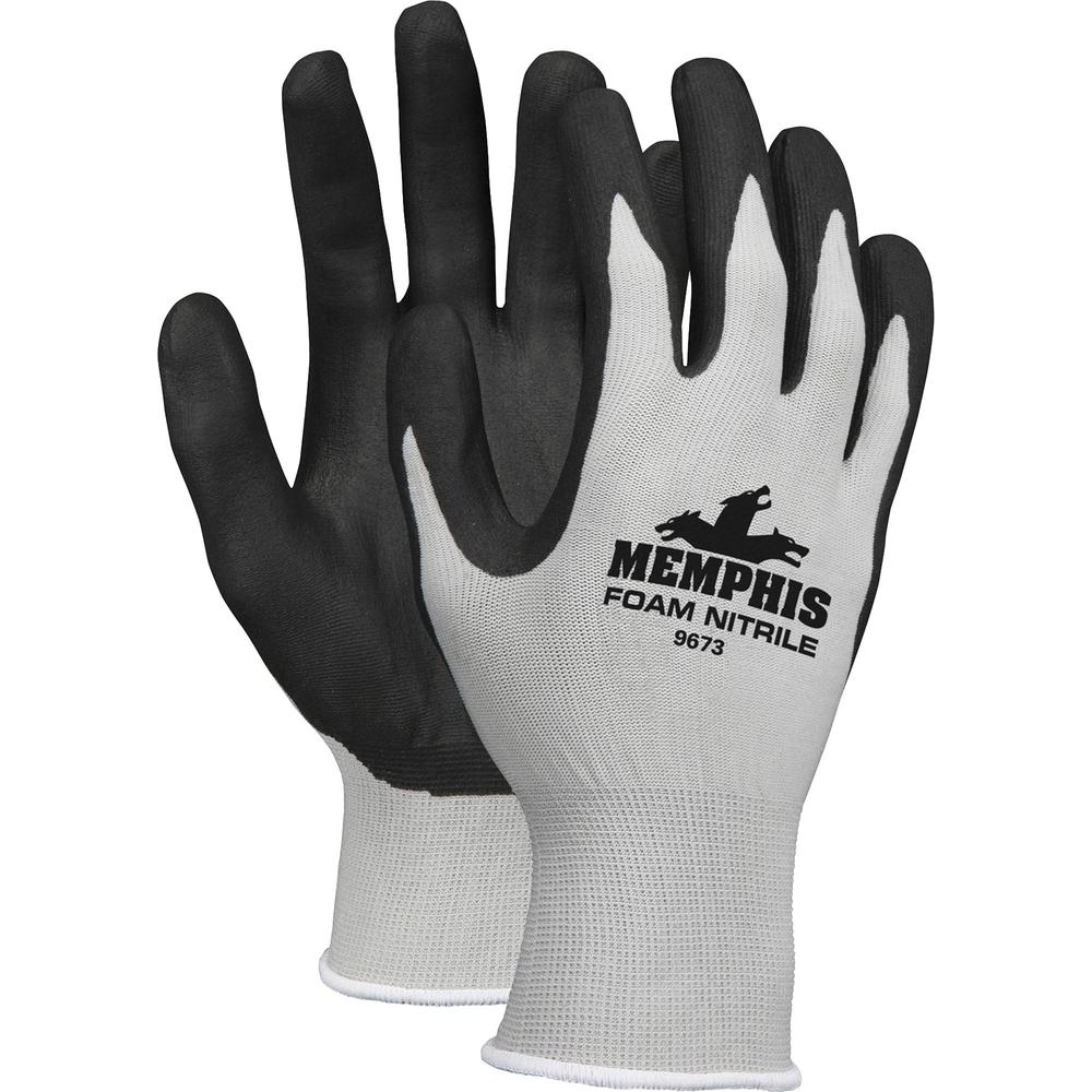 Memphis Shell Lined Protective Gloves - Small Size - Gray, Black, White - Knit Wrist, Knitted Cuff, Comfortable - For Material H