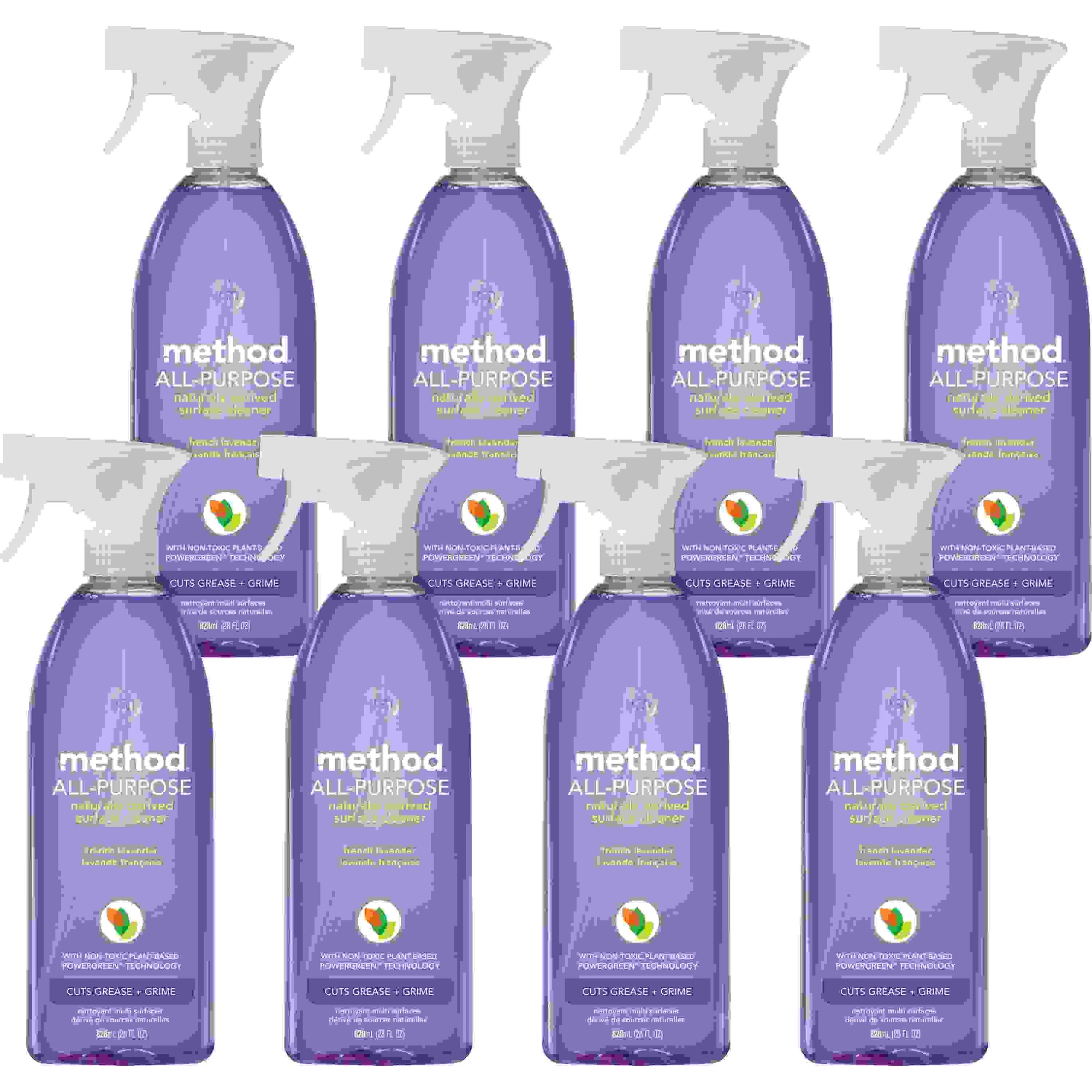 Method All-Purpose Cleaner - Spray - 28 fl oz (0.9 quart) - Fresh, French Lavender Scent - 8 / Carton - Lavender