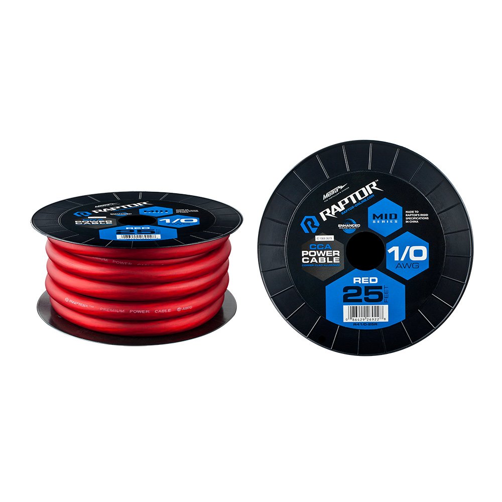 25FT 1/0AWG RED CCA MIDSERIES POWER CABLE