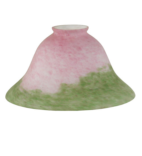 7.5"W Pink/Green Pate-De-Verre Bell Shade