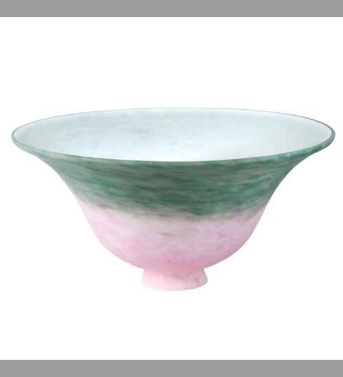 10"W Pink/Green Pate-De-Verre Bell Shade