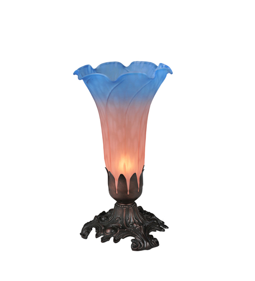 8"H Pink/Blue Pond Lily Accent Lamp
