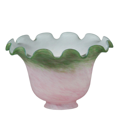 7"W Fluted Bell Pink and Green Shade