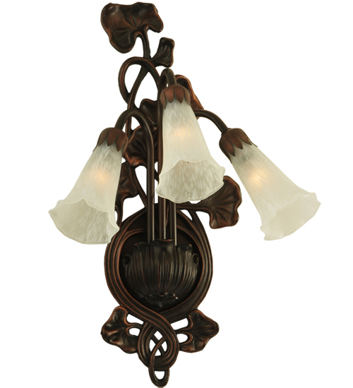 10.5"W White Pond Lily 3 Light Wall Sconce
