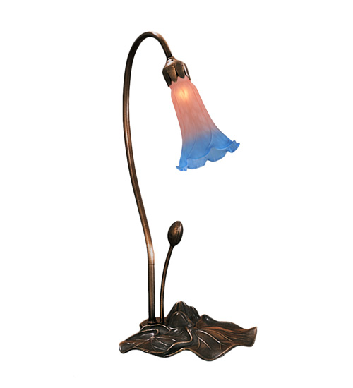 16"H Pink/Blue Pond Lily Accent Lamp