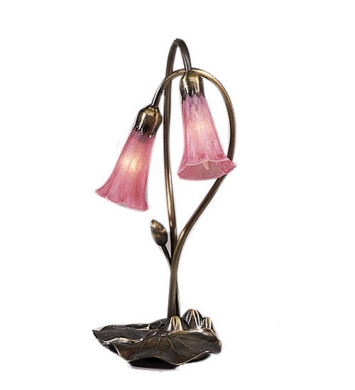 16"H Pink Pond Lily 2 Light Accent Lamp