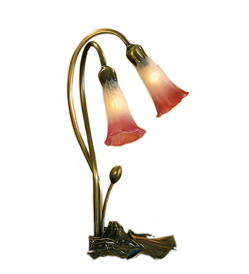 16"H Pink/White Pond Lily 2 Light Accent Lamp