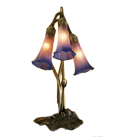 16"H Pink/Blue Pond Lily 3 Light Accent Lamp