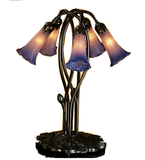 16.5"H Pink/Blue Pond Lily 5 Light Accent Lamp