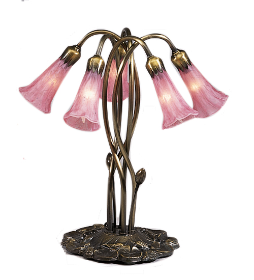 16.5"H Pink Pond Lily 5 Light Accent Lamp