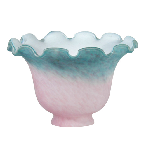 7"W Fluted Bell Pink and Teal Shade