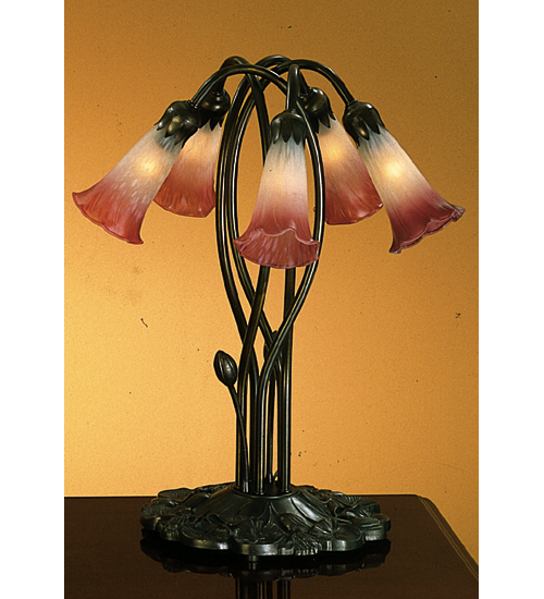 16.5"H Pink/White Pond Lily 5 Light Accent Lamp