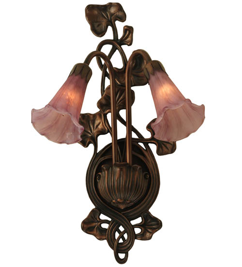 11"W Lavender Pond Lily 2 Light Wall Sconce