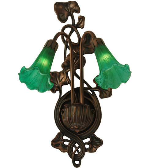 11"W Green Pond Lily 2 Light Wall Sconce