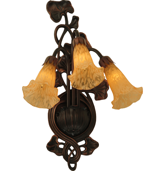10.5"W Amber Pond Lily 3 Light Wall Sconce