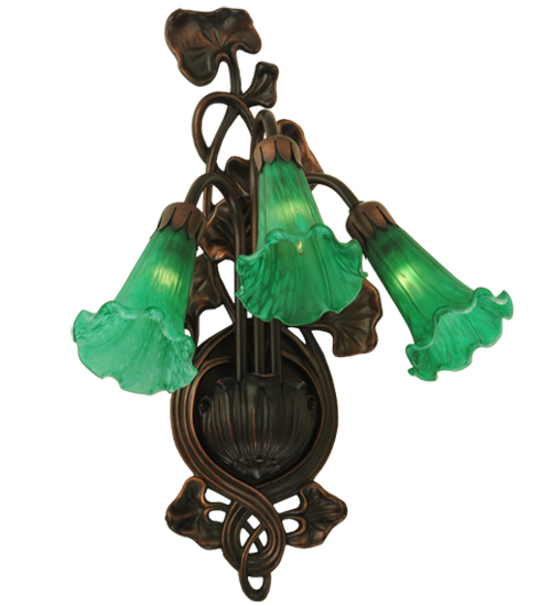 10.5"W Green Pond Lily 3 Light Wall Sconce