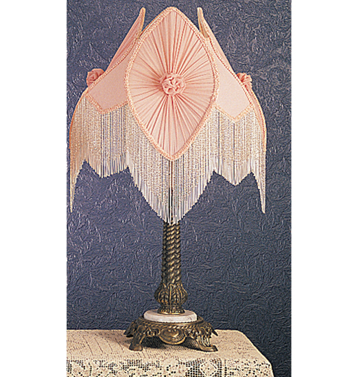 15"H Fabric & Fringe Pink Pontiff Accent Lamp