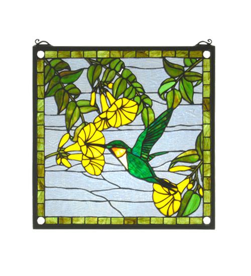 17"W X 17"H Hummingbird Stained Glass Window