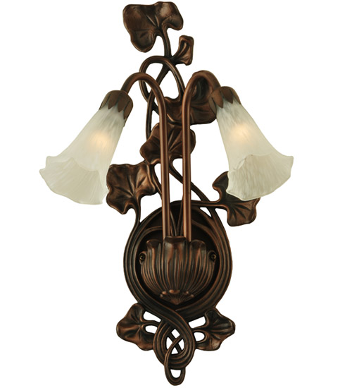 11"W White Pond Lily 2 Light Wall Sconce