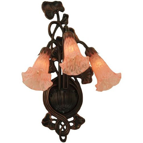 10.5"W Pink Pond Lily 3 Light Wall Sconce