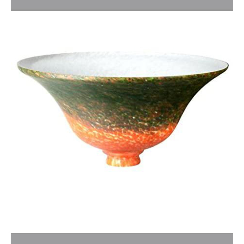 10.5"W Red/Green Pate-De-Verre Bell Shade