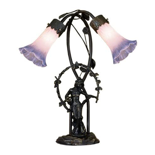 17"H Trellis Girl Lily Pink and Blue 2 Light Accent Lamp